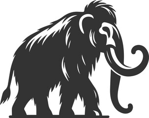 Big forest animal mammoth vector silhouette black drawing