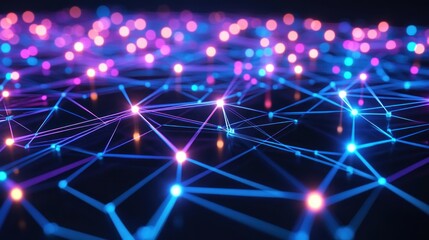 Obraz premium Abstract network of glowing points and lines