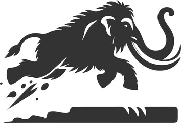 Big forest animal mammoth vector silhouette black drawing