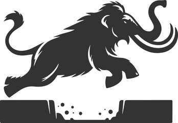 Big forest animal mammoth vector silhouette black drawing
