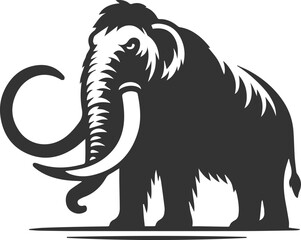 Big forest animal mammoth vector silhouette black drawing