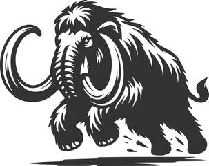 Big forest animal mammoth vector silhouette black drawing