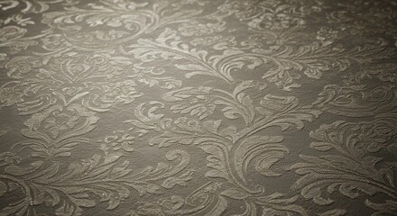 Luxurious Embossed Damask Wallpaper Texture in Elegant Taupe