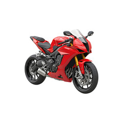 Obraz premium Red and black sport motorcycle angled to the left