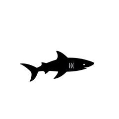 Great white shark silhouette on white, Ai