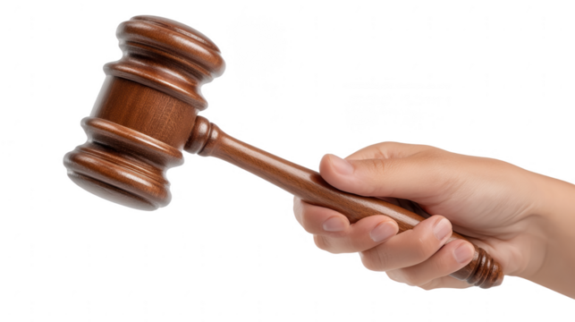 Wooden Gavel Held in Hand