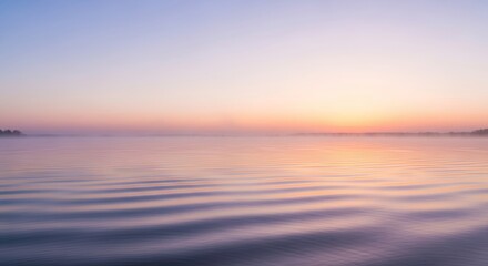 Serene Sunrise over Calm Waters A Peaceful Dawn Landscape