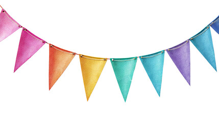 colorful ribbons isolated on transparant background. party flag decoration. birthday flag decoration alfa chanel