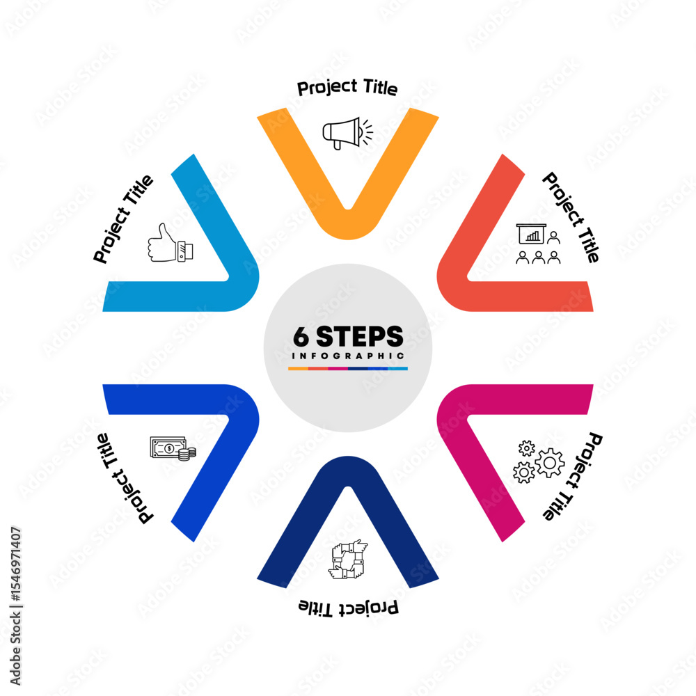 Poster infographic circular diagram with 6 options. round chart that can be used for business analytics, da