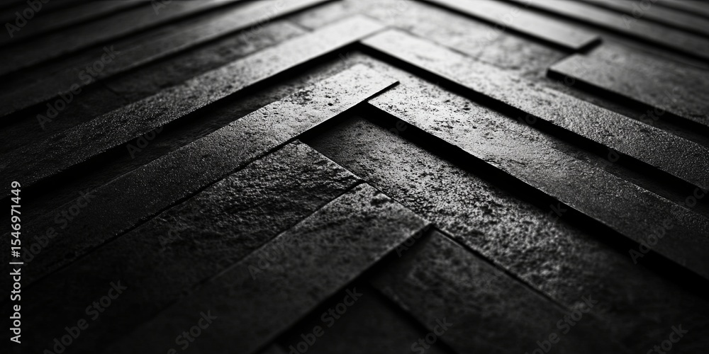 Poster Macro shot of black and white geometric patterns with crisp lines and sharp angles, ideal for creating a striking, minimalist look