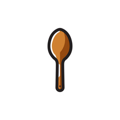 Wooden spoon flat icon.
