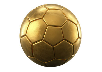Golden soccer ball, sports equipment isolated on transparent background