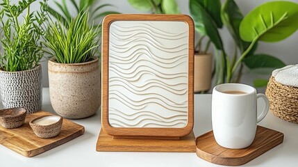 Wooden Frame with Wave Pattern