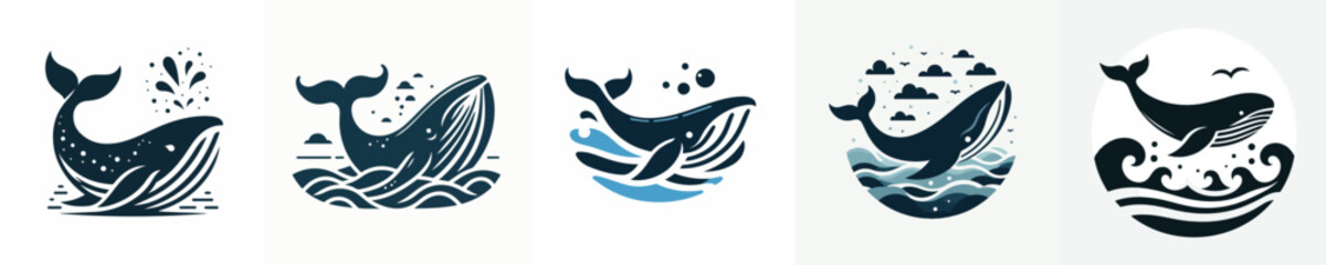 vector silhouette of whale