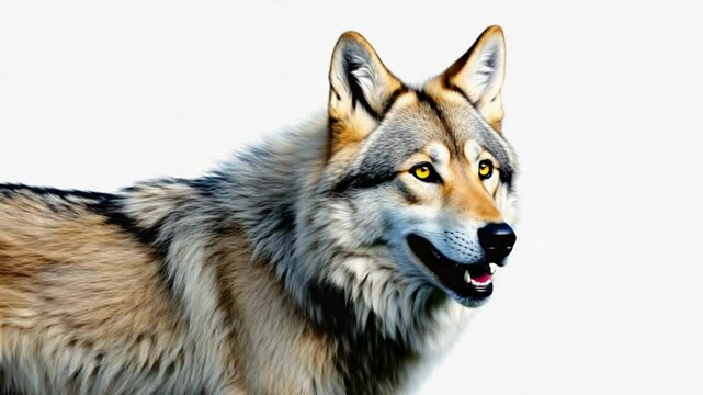 Howling Wolf Profile Against White Background