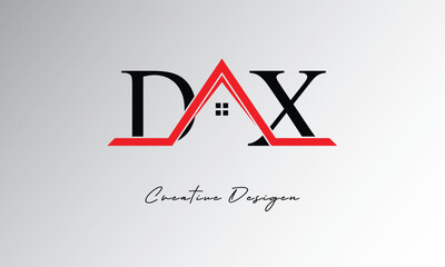 DX Letter House Logo – Creative Real Estate Monogram Design with Roof Shape & Home Symbol for Architecture, Property & Modern Branding Identity
