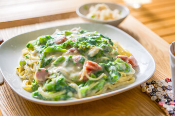 菜の花クリームパスタ