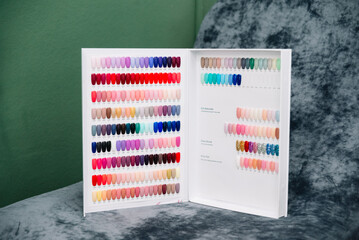 Colorful Nail Polish Sample Display in Salon.