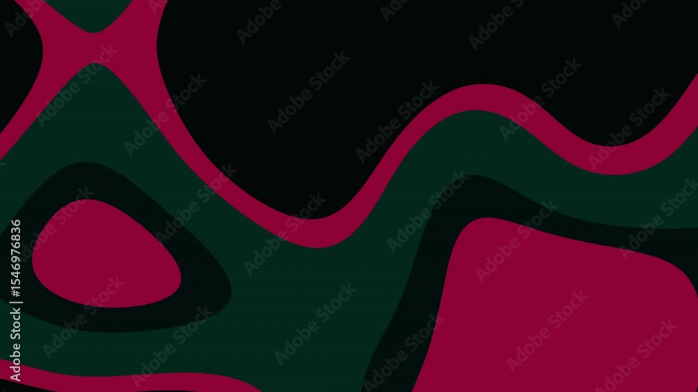 Poster abstract pattern with flowing shapes in shades of magenta, dark green, and black. the interplay of c