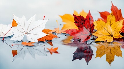 Autumn Leaves Reflection in Water