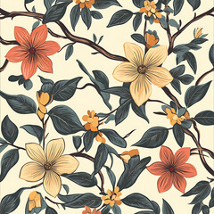Seamless tile patterns combining cultural, modern, and botanical inspirations for commercial vector.