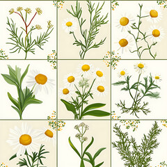 Seamless tile patterns combining cultural, modern, and botanical inspirations for commercial vector.