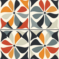 Seamless tile patterns combining cultural, modern, and botanical inspirations for commercial vector.