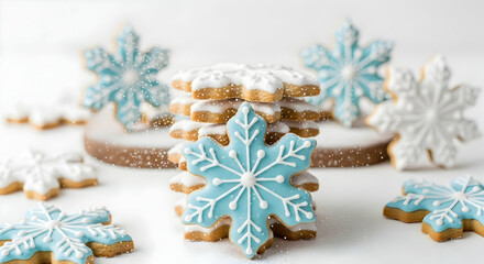 Festive Holiday Cookies with Snowflake Decorations