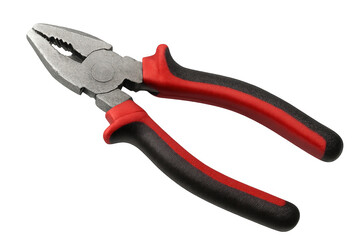 Obraz premium Red and black pliers with a transparent background, ideal for easy placement in various projects