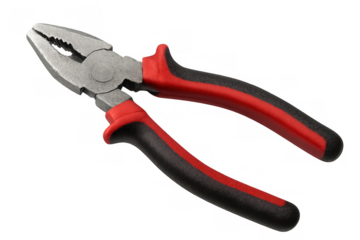 Red and black pliers with a transparent background, ideal for easy placement in various projects