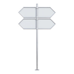 Blank directional road sign with multiple arrows for navigation guidance
