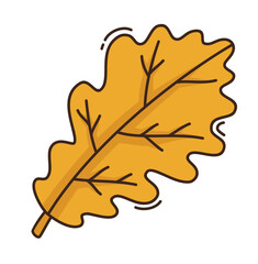 Naklejka premium Yellow autumn oak tree leaf. Flat vector illustration.