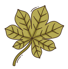 Green leaf of chestnut tree. Flat vector illustration.