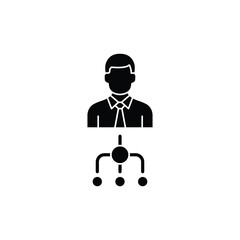 Simple icon depicting a manager and his team. Shows organizational structure.