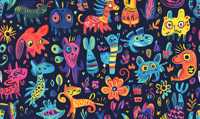 Seamless floral tile patterns combining cultural, modern
