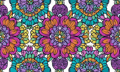 Seamless floral tile patterns combining cultural, modern