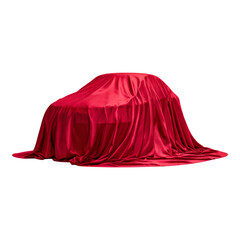 Elegant Red Satin Fabric Draped Over an Object in Studio Setting
