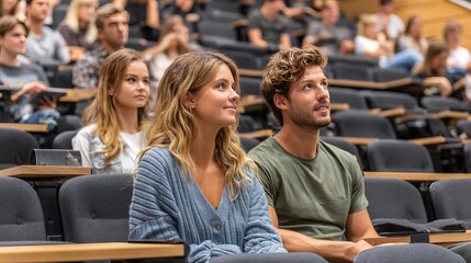 Obraz premium Engaged audience members attentively listening during a business conference or seminar