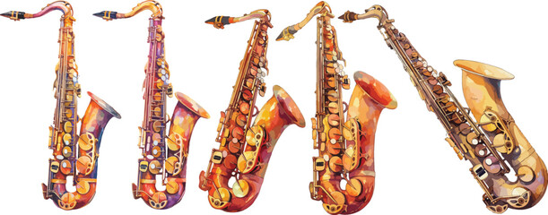 Saxophone watercolor clipart | Saxophone clipart for graphic resources