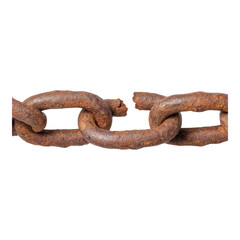 Rusty Chain Link Isolated on White Background for Industrial Themes