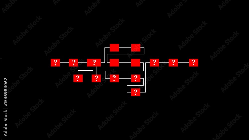 Poster abstract illustration of a network diagram representing interconnections uncertainty and potential r