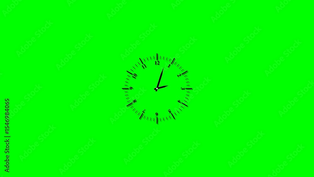 Poster black clock silhouette on green screen representing time and punctuality for business schedules dead