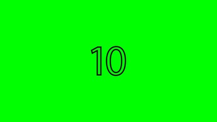 Simple numeric illustration of number ten with black outline and bright neon green background suitable for educational concepts and visual communication.