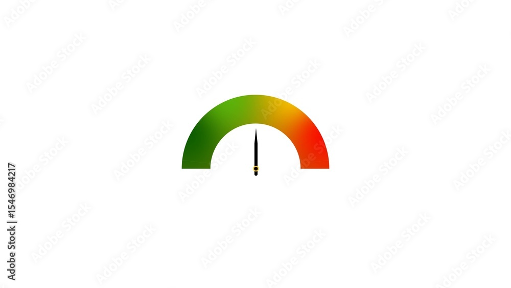 Poster graphic representation of a half-circle gauge showing optimal and critical zones with a black pointe