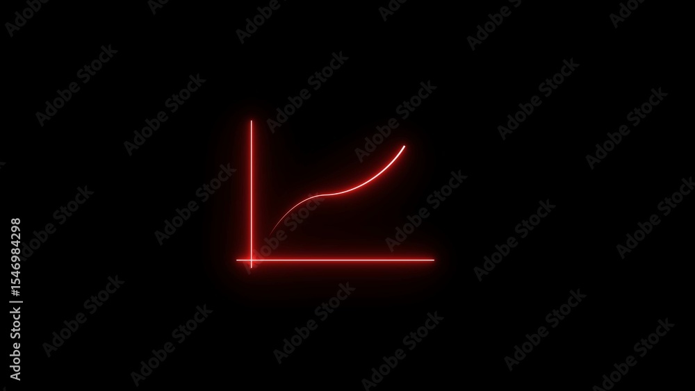 Poster vibrant red neon graph illustrating growth and progress set against a deep black backdrop symbolizin