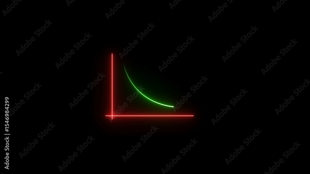 Poster illuminated neon-style graph depicting a decreasing trend against a dark background demonstrating ec