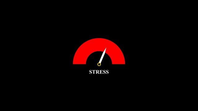 Elevated stress levels displayed on a gauge meter representing feelings of tension and overwhelm in a minimalistic style