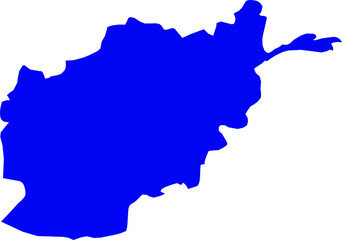 Vector silhouette map of Afghanistan in solid blue. Ideal for educational materials, political presentations, geographic designs, and global infographics with a clean, modern look.