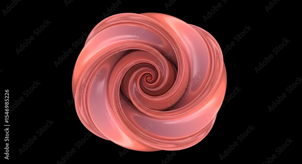 Fototapete abstract pink spiral object on a black background rendering