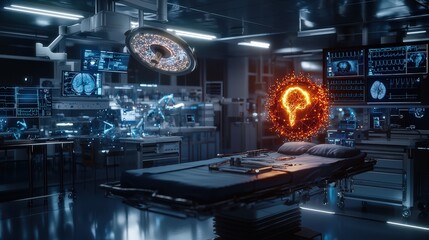 Exploring advanced neuroscience research in a high-tech laboratory futuristic environment scientific perspective